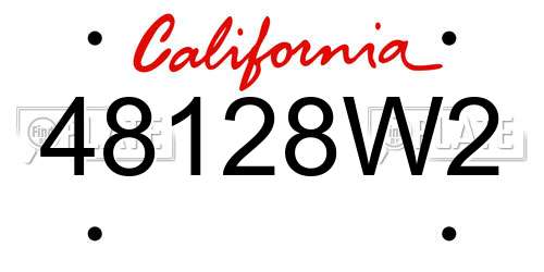 48128W2 California License Plate