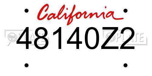 48140Z2 California License Plate