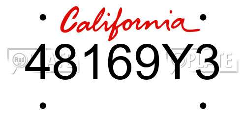 48169Y3 California License Plate