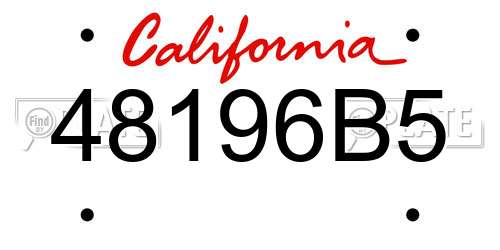 48196B5 California License Plate