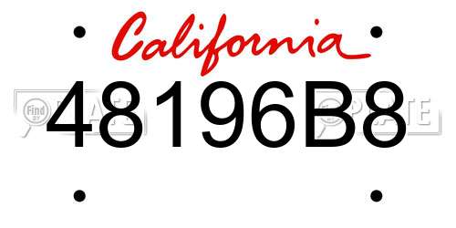 48196B8 California License Plate