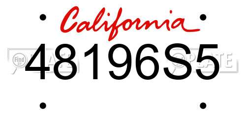 48196S5 California License Plate