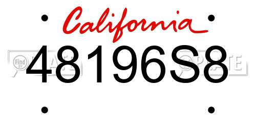 48196S8 California License Plate