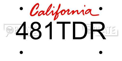 481TDR California License Plate