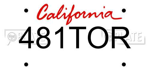 481TOR California License Plate