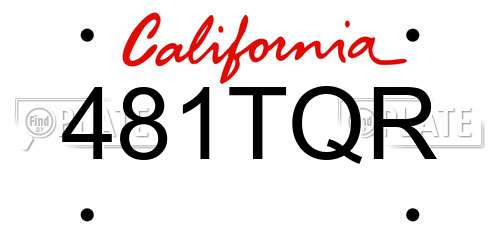 481TQR California License Plate