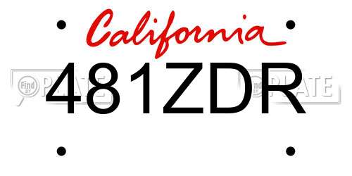 481ZDR California License Plate