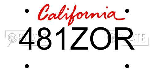 481ZOR California License Plate