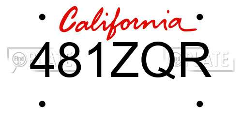 481ZQR California License Plate