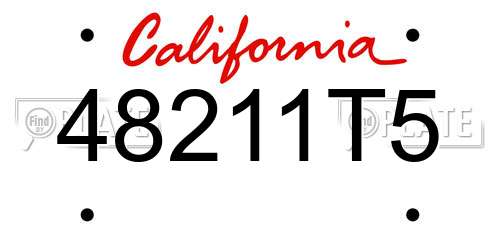 48211T5 California License Plate