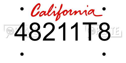 48211T8 California License Plate