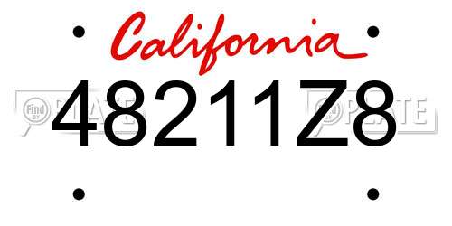 48211Z8 California License Plate