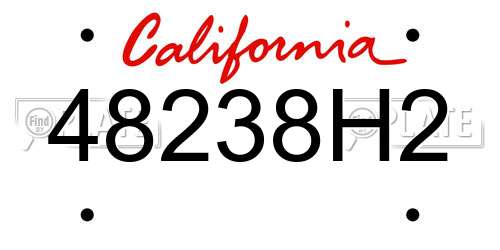 48238H2 California License Plate