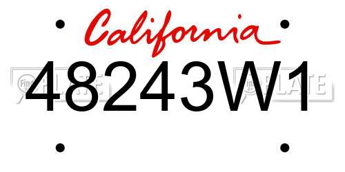 48243W1 California License Plate