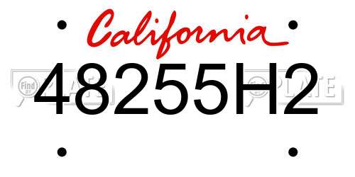 48255H2 California License Plate
