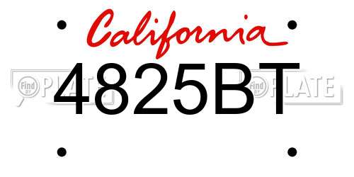 4825BT California License Plate