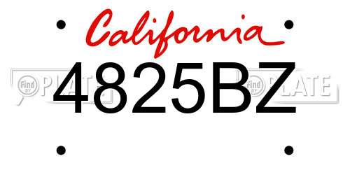 4825BZ California License Plate