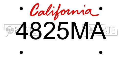 4825MA California License Plate