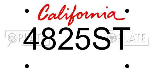 4825ST California License Plate
