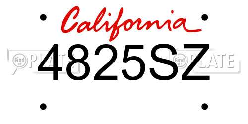 4825SZ California License Plate
