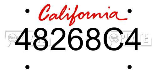 48268C4 California License Plate