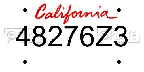 48276Z3 California License Plate