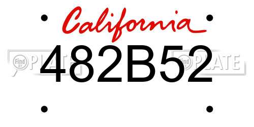 482B52 California License Plate