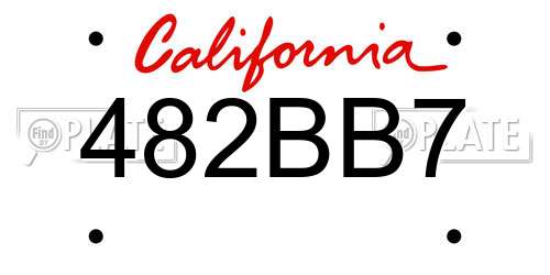 482BB7 California License Plate