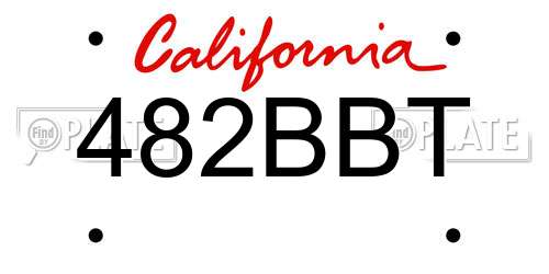 482BBT California License Plate