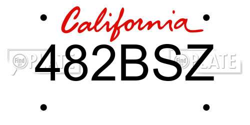 482BSZ California License Plate