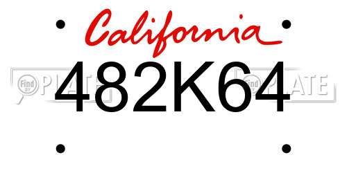 482K64 California License Plate