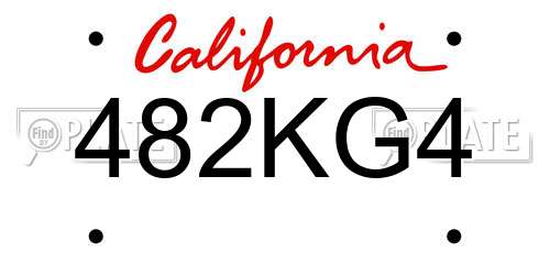 482KG4 California License Plate