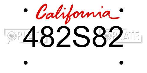 482S82 California License Plate