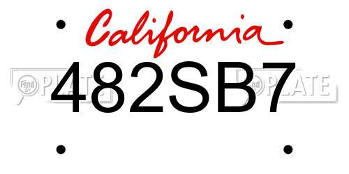 482SB7 California License Plate