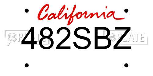 482SBZ California License Plate