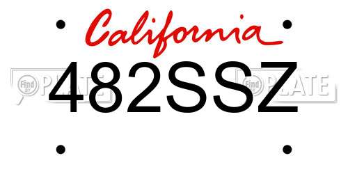 482SSZ California License Plate