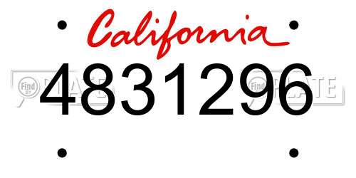 4831296 California License Plate