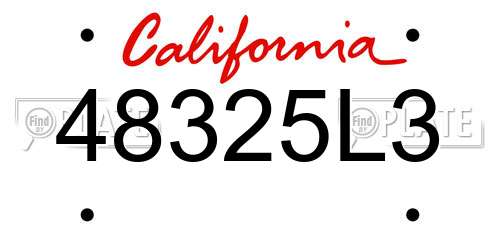 48325L3 California License Plate