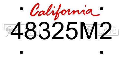 48325M2 California License Plate