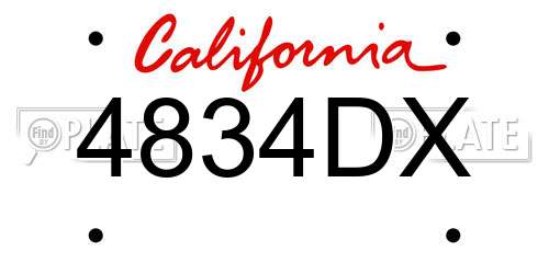 4834DX California License Plate