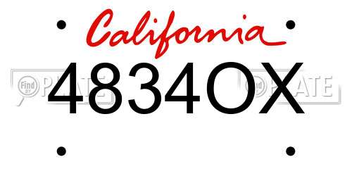 4834OX California License Plate