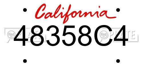 48358C4 California License Plate