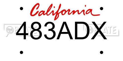 483ADX California License Plate