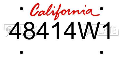 48414W1 California License Plate