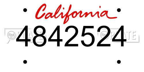 4842524 California License Plate