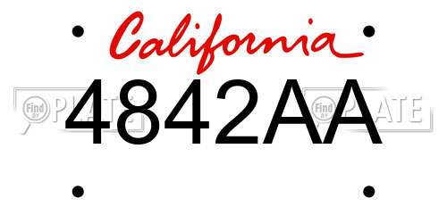4842AA California License Plate
