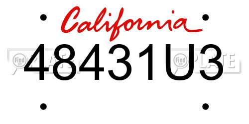 48431U3 California License Plate
