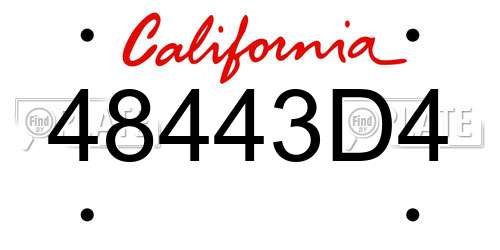 48443D4 California License Plate