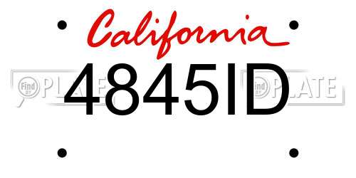 4845ID California License Plate