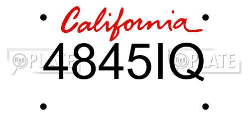 4845IQ California License Plate